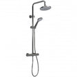 Nuie Arvan Round Thermostatic Bar Mixer Shower with Shower Kit and Fixed Head - Brushed Gun Metal - JTY775