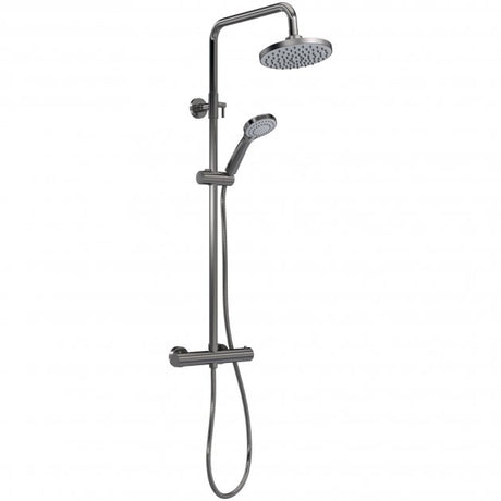Nuie Arvan Round Thermostatic Bar Mixer Shower with Shower Kit and Fixed Head - Brushed Gun Metal - JTY775
