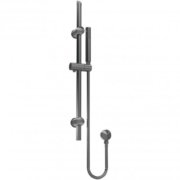 Nuie Arvan Round Slider Rail Shower Kit with Outlet Elbow - Brushed Gun Metal - STY742