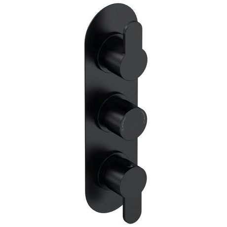 Nuie Arvan Thermostatic Triple Handle Concealed Shower Valve - Matt Black - ARV4TR02