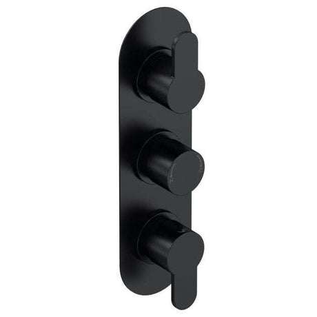 Nuie Arvan Diverter Triple Handle Thermostatic Concealed Shower Valve - Matt Black - ARV4TR03