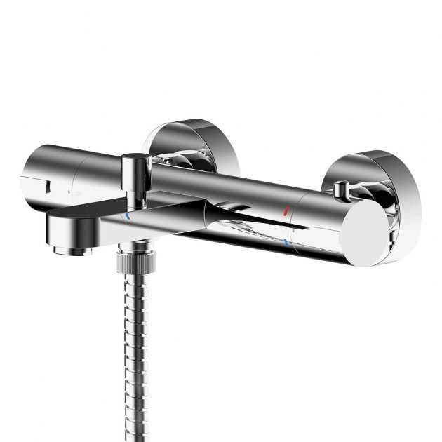 Nuie Arvan Thermostatic Wall Mounted Bath Shower Mixer Tap - Chrome - ARV005