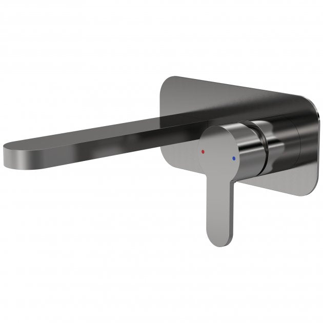 Nuie Arvan 2-Hole Wall Mounted Basin Mixer Tap with Plate - Brushed Gun Metal - ARV728
