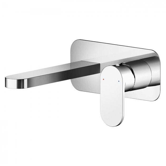 Nuie Binsey Wall Mounted 2-Hole Basin Mixer Tap with Plate - Chrome - BIN328