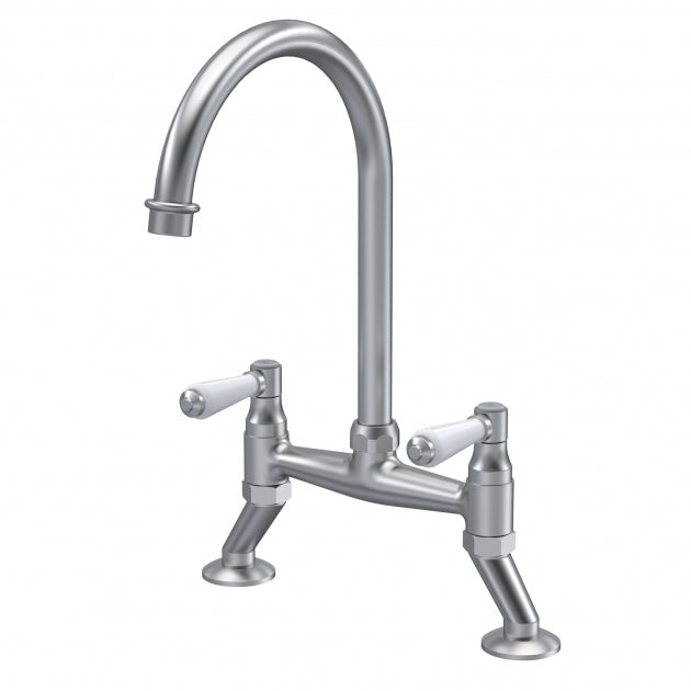 Launde Abbey Bridge Kitchen Sink Mixer Tap Lever Handle - Brushed Nickel