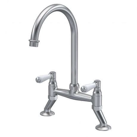 Launde Abbey Bridge Kitchen Sink Mixer Tap Lever Handle - Brushed Nickel