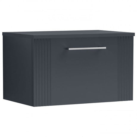 Nuie Deco 600mm Wide Wall Hung 1-Drawer Vanity Unit with Worktop - Satin Anthracite - DPF1494W