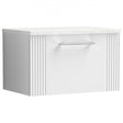 Nuie Deco 600mm Wide Wall Hung 1 - Drawer Vanity Unit with Sparkling White Worktop - Satin White - DPF194LSW - TAP 'N' SHOWER