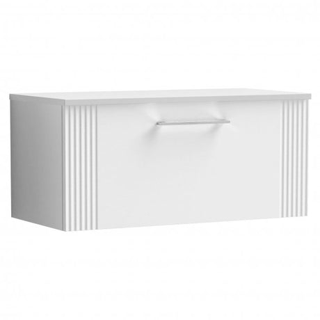 Nuie Deco 800mm Wide Wall Hung 1-Drawer Vanity Unit with Worktop - Satin White - DPF196W