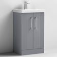 Nuie Deco 500mm Wide Floor Standing 2-Door Vanity Unit with Basin-1 - Satin Grey - DPF223A