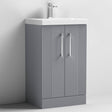 Nuie Deco 500mm Wide Floor Standing 2-Door Vanity Unit with Basin-4 - Satin Grey - DPF223G