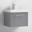 Nuie Deco 500mm Wide Wall Hung 1-Drawer Vanity Unit with Basin-3 - Satin Grey - DPF291D