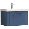 Nuie Deco 600mm Wide Wall Hung 1-Drawer Vanity Unit with Basin-3 - Satin Blue - DPF394D