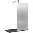 Nuie Fluted Wet Room Screen 1850mm High x 1000mm Wide with Support Bar 8mm Glass - Matt Black - WRFL18510BP
