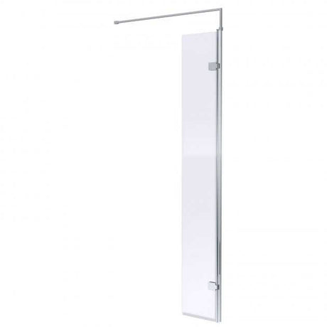 Hudson Reed Hinged 8mm Glass Wet Room Return Panel with Support Bar 300mm Wide - Polished Chrome/Clear- WRSA030H