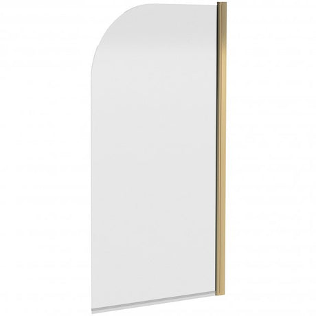 Nuie Pacific Profile Round Top 6mm Glass Hinged Bath Screen 1430mm High x 785mm Wide - Brushed Brass - NSS18