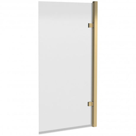 Nuie Pacific Square Hinged Bath Screen 1520mm High x 830mm Wide 8mm Glass - Brushed Brass - NSSQ78