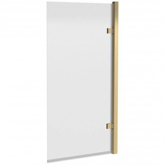 Nuie Pacific Square Hinged Bath Screen 1520mm High x 830mm Wide 8mm Glass - Brushed Brass - NSSQ78
