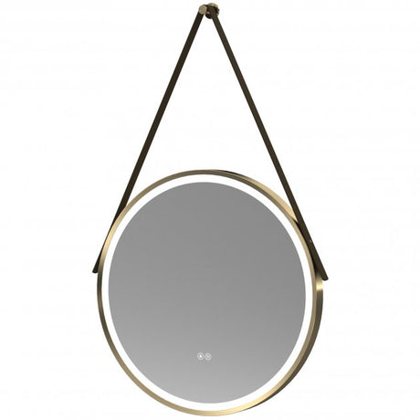 Nuie Salana 600mm Diameter Round LED Bathroom Mirror with Touch Sensor - Brushed Brass - LQ712