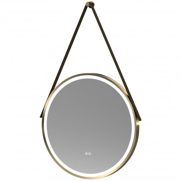 Nuie Salana 600mm Diameter Round LED Bathroom Mirror with Touch Sensor - Brushed Brass - LQ712