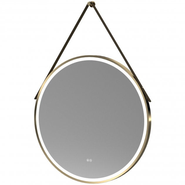 Nuie Salana 800mm Diameter Round LED Bathroom Mirror with Touch Sensor - Brushed Brass - LQ722