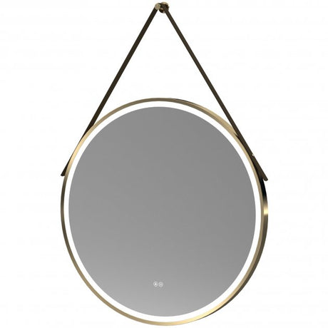 Nuie Salana 800mm Diameter Round LED Bathroom Mirror with Touch Sensor - Brushed Brass - LQ722