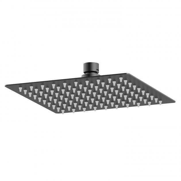 Nuie Square Modern Fixed Shower Head 200mm x 200mm - Matt Black - A4088