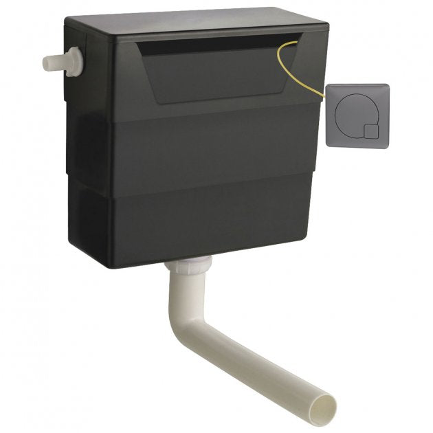 Nuie Front and Top Access Concealed Toilet Dual Flush Cistern with Flush Plate - Brushed Gun Metal - XTY6M04
