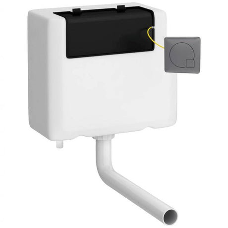 Nuie Universal Access Concealed Toilet Cistern with Square Brushed Gun Metal Flush Plate - White - XTY8M04B