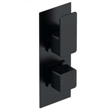 Nuie Windon Diverter dual handle thermostatic concealed shower valve in matt black finish