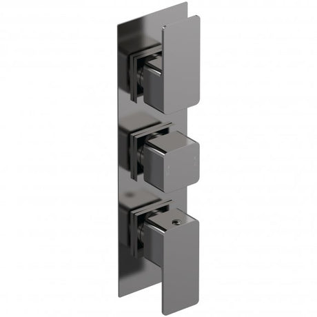Nuie Windon Thermostatic Concealed Shower Valve Triple Handle - Brushed Gun Metal - WIN7TR02