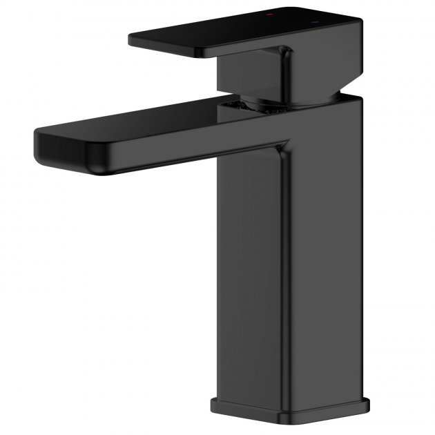 Nuie Windon Push Button Waste Mono Basin Mixer Tap - Matt Black - WIN405
