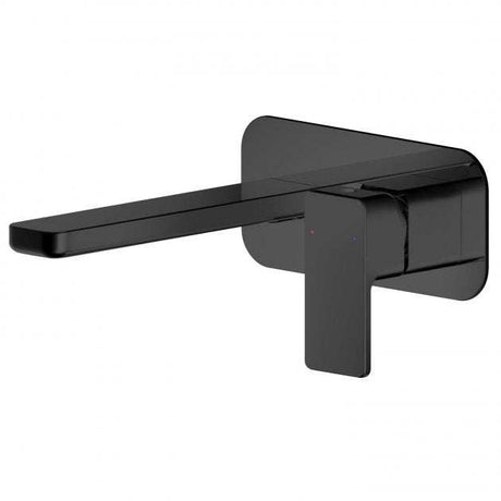 Nuie Windon Wall Mounted 2-Hole Basin Mixer Tap with Plate - Matt Black - WIN428