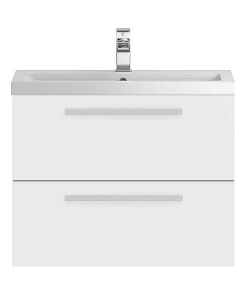 Hudson Reed Quartet Unit white gloss vanity with double drawers and polymarble basin