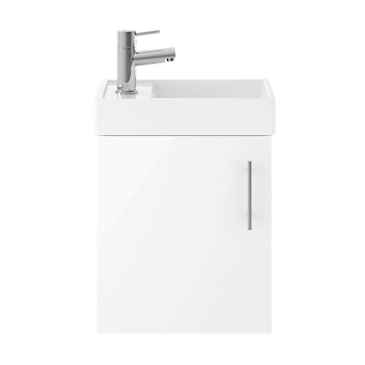 Nuie 1-Door Vault Wall Hung Vanity Unit with Basin 400mm Wide - Gloss 