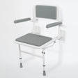Nymas NymaPRO Wall Mounted Padded Shower Seat with Back Legs and Arms - Grey - 130205/GY