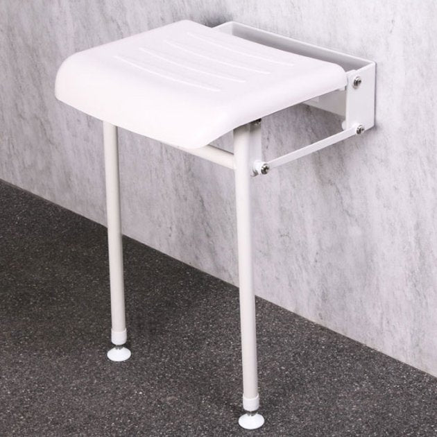 Nymas NymaPRO Compact Padded Hinged Shower Seat with Legs - White - B-214PCW
