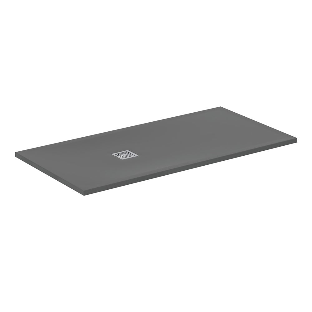 Ideal Standard Ultra Flat S + 1600 x 800mm Shower Tray - Concrete Grey - T5602FS - TAP 'N' SHOWER