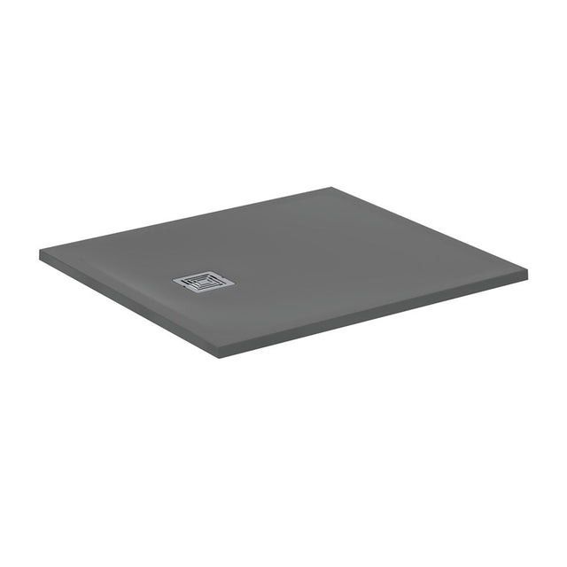 Ideal Standard Ultra Flat S + 1000 x 900mm Shower Tray - Concrete Grey - T5607FS - TAP 'N' SHOWER