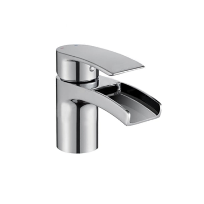 Oakham Tambo Mini Basin Mixer Tap With Waterfall Spout & Click Waste - Chrome