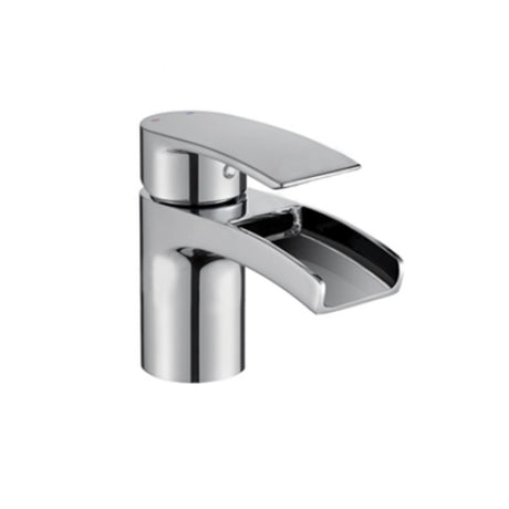 Oakham Tambo Mini Basin Mixer Tap With Waterfall Spout & Click Waste - Chrome