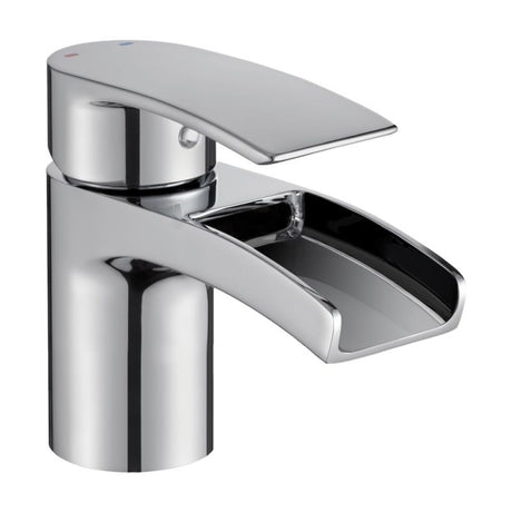 Oakham Tambo Basin Mixer Tap With Waterfall Spout & Click Waste - Chrome