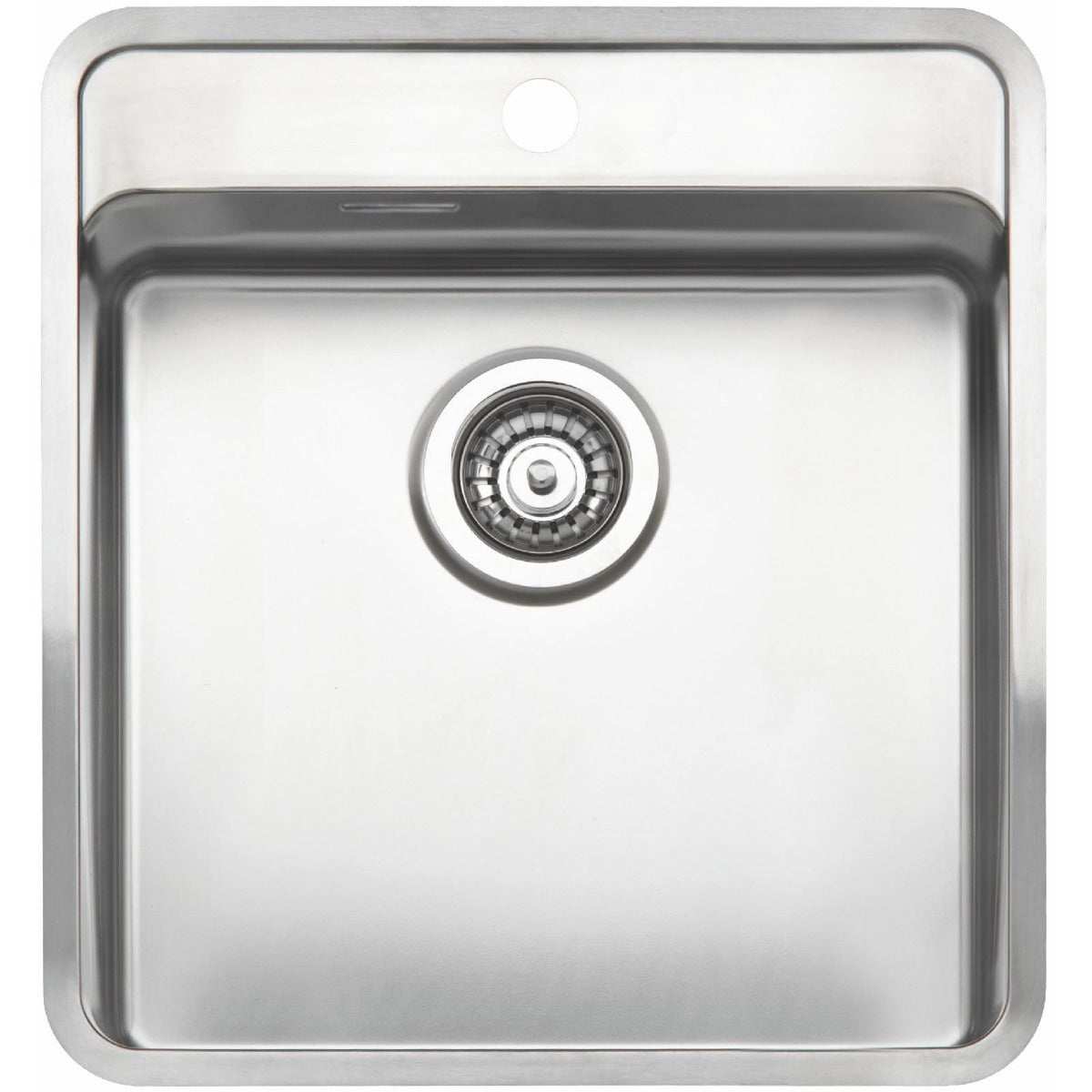 Reginox Elite Integrated Ohio Tapwing 40x40 stainless steel kitchen sink with single bowl and tap deck in Matt Inox finish