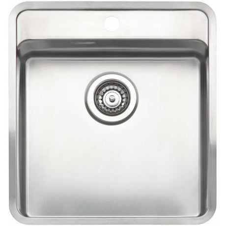 Reginox Elite Integrated Ohio Tapwing 40x40 stainless steel kitchen sink with single bowl and tap deck in Matt Inox finish