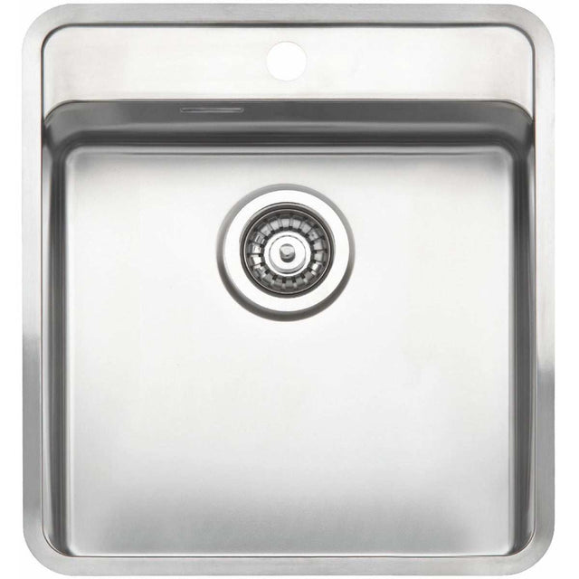 Reginox Elite Integrated Ohio Tapwing 40x40 stainless steel kitchen sink with single bowl and tap deck in Matt Inox finish