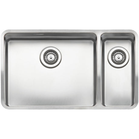 Reginox Ohio Elite Sink Main Bowl Left Integrated Kitchen 50 x 40 + 18 x 40 - Stainless Steel - OHIO 50X40+18X40 L