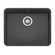 Reginox stainless steel kitchen sink in midnight sky with chrome strainer and powder coated finish