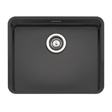 Reginox stainless steel kitchen sink in midnight sky with chrome strainer and powder coated finish