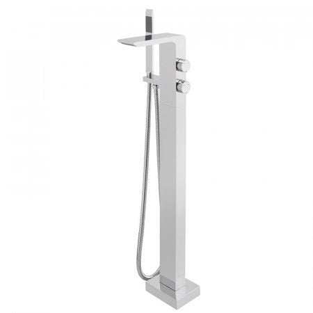 Vado Omika Floor Standing chrome bath and shower mixer with shower kit and sleek modern design