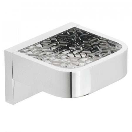 Vado Omika 100Mm chrome bathroom shelf with geometric insert and contemporary design